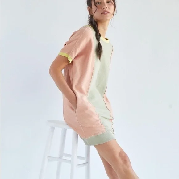 strapless open back dress RYAN COLORBLOCK RHINESTONE JERSEY MINI DRESS IN PASTEL – AKIRA main image 1